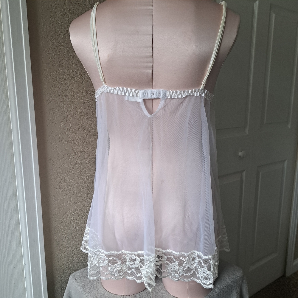 Frederick's of Hollywood Vintage Y2K White Chemise Slip Dress Size Large - Picture 11 of 11